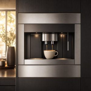 Built-in bean-to-cup coffee machine in premium cabinetry